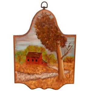Red Barn Folk Art Painting Country Farm Wall Decoration Landscape OOAK Vintage